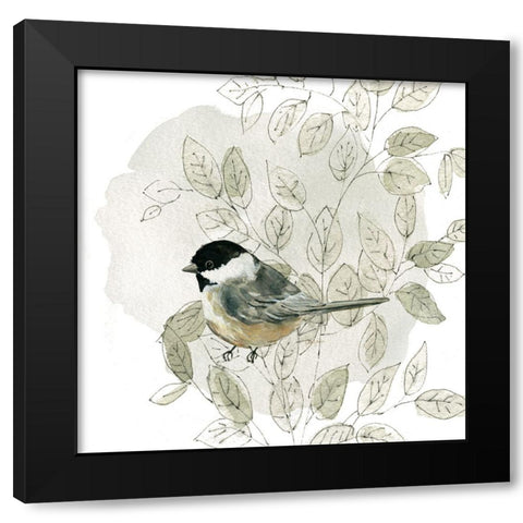 Botanical Sketchbook Bird II Black Modern Wood Framed Art Print by Finn, Livi