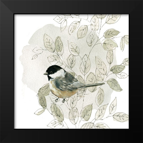 Botanical Sketchbook Bird II Black Modern Wood Framed Art Print by Finn, Livi