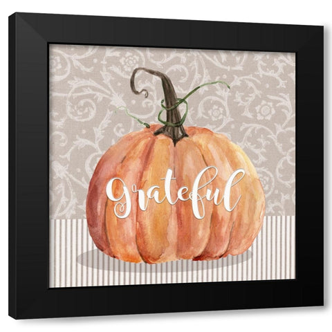 Grateful Pumpkin Black Modern Wood Framed Art Print with Double Matting by Finn, Livi