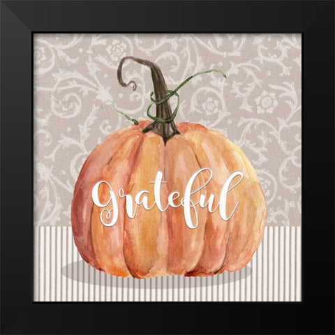 Grateful Pumpkin Black Modern Wood Framed Art Print by Finn, Livi