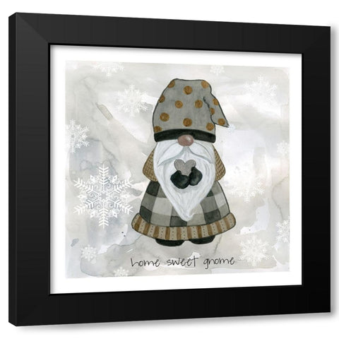 Home Sweet Gnome Black Modern Wood Framed Art Print by Finn, Livi