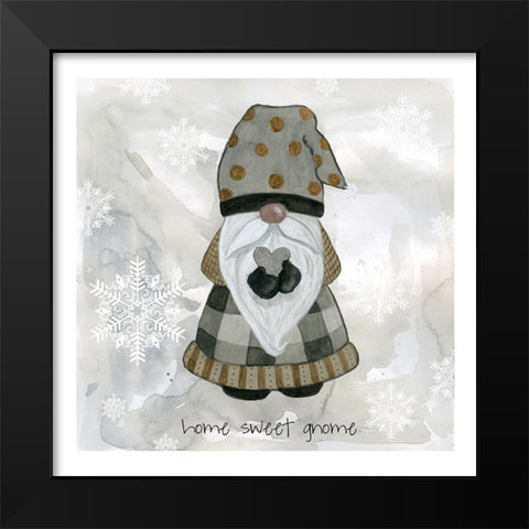 Home Sweet Gnome Black Modern Wood Framed Art Print by Finn, Livi