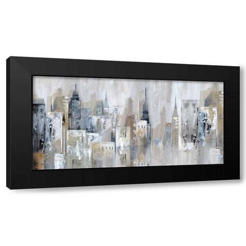 Bay City Reflection Black Modern Wood Framed Art Print with Double Matting by Nan