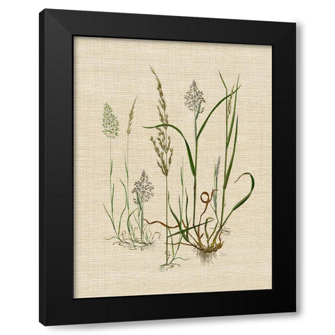 Linen Grassses II Black Modern Wood Framed Art Print with Double Matting by Nan