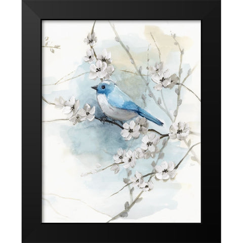 Blossoms and Bluebird II Black Modern Wood Framed Art Print by Nan