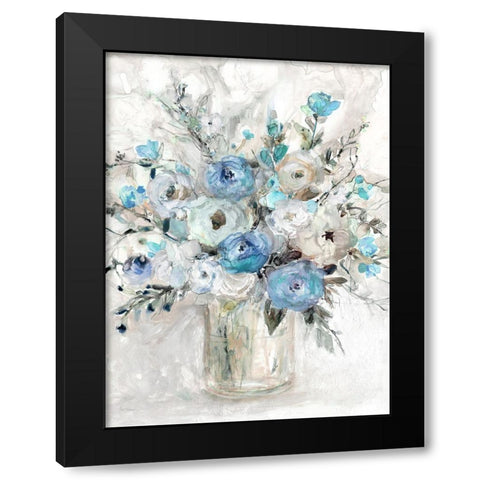 Blue Contemporary Bouquet Black Modern Wood Framed Art Print by Robinson, Carol