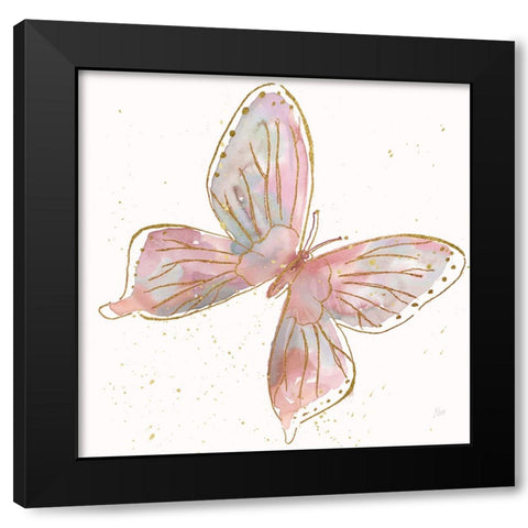 Blush Butterfly II Black Modern Wood Framed Art Print by Nan