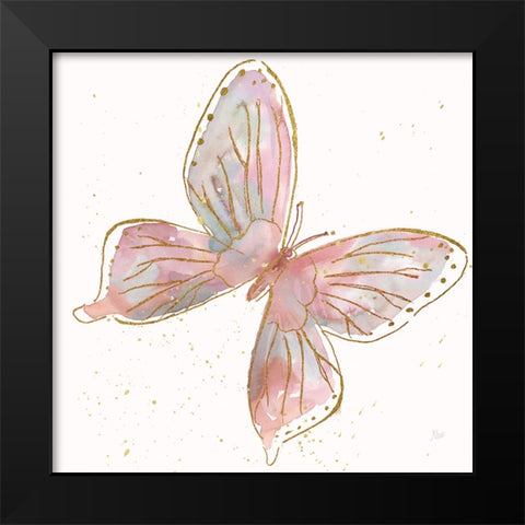 Blush Butterfly II Black Modern Wood Framed Art Print by Nan