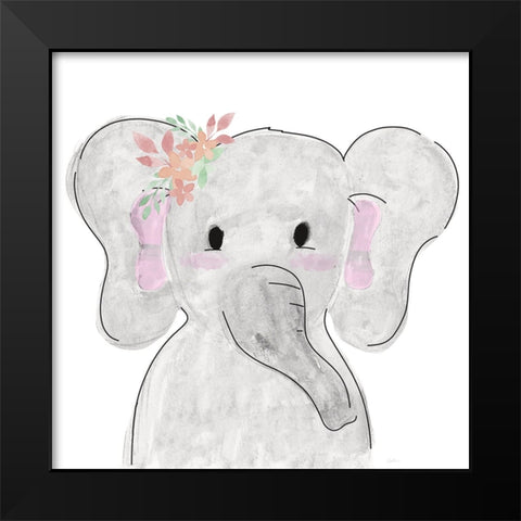 Cute Elephant Black Modern Wood Framed Art Print by Carpentieri, Natalie