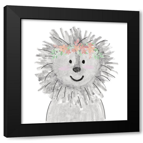 Cute Lion Black Modern Wood Framed Art Print by Carpentieri, Natalie