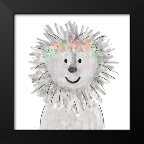 Cute Lion Black Modern Wood Framed Art Print by Carpentieri, Natalie