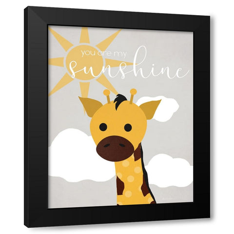 Sunshine Giraffe Black Modern Wood Framed Art Print by Santiago, Daniela