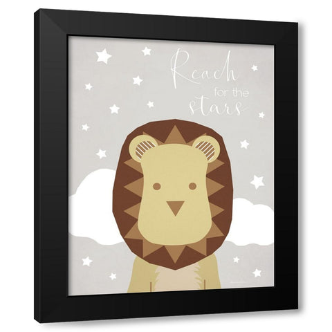 Stars Lion Black Modern Wood Framed Art Print by Santiago, Daniela