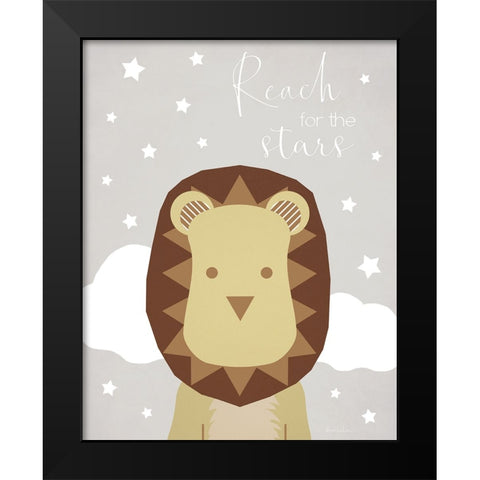 Stars Lion Black Modern Wood Framed Art Print by Santiago, Daniela