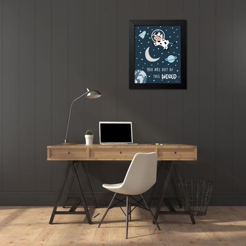 Cow in Space II Black Modern Wood Framed Art Print by Carpentieri, Natalie