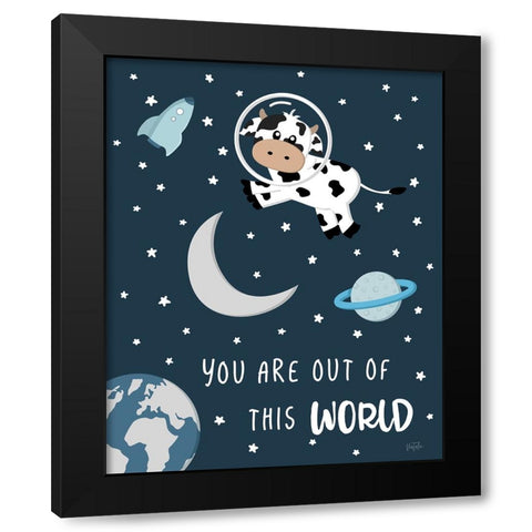 Cow in Space II Black Modern Wood Framed Art Print by Carpentieri, Natalie