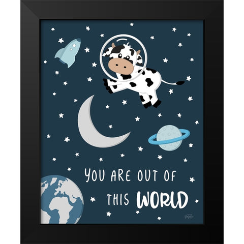 Cow in Space II Black Modern Wood Framed Art Print by Carpentieri, Natalie