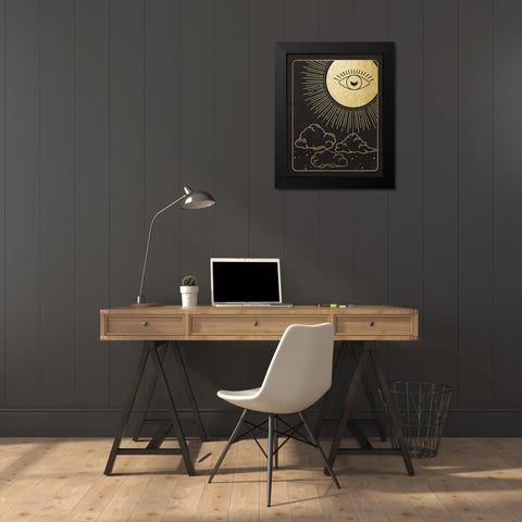 Celestial Eye Black Modern Wood Framed Art Print by Santiago, Daniela