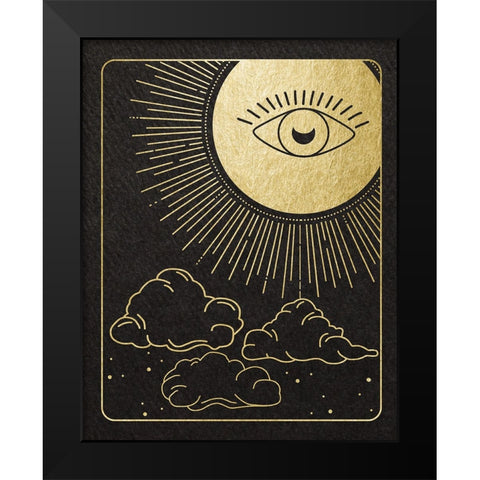 Celestial Eye Black Modern Wood Framed Art Print by Santiago, Daniela