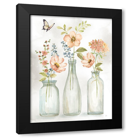 Summer Trio I Black Modern Wood Framed Art Print with Double Matting by Nan