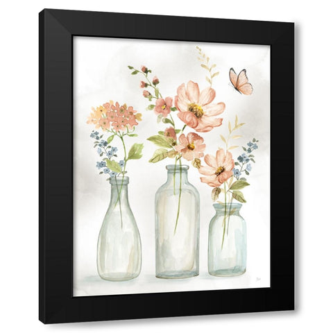 Summer Trio II Black Modern Wood Framed Art Print with Double Matting by Nan