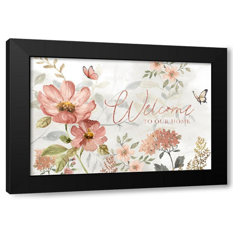 Summers Welcome Black Modern Wood Framed Art Print by Nan