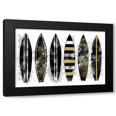 Golden Surf Black Modern Wood Framed Art Print by Carpentieri, Natalie