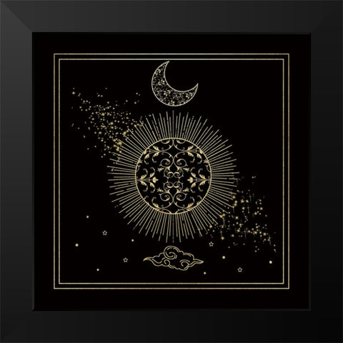 Mythical Moon II Black Modern Wood Framed Art Print by Santiago, Daniela