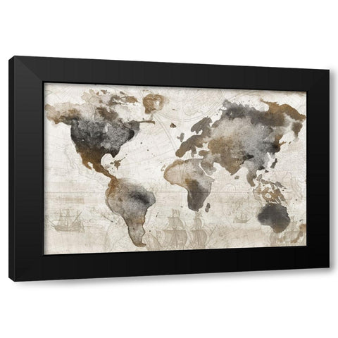 Antique Map Black Modern Wood Framed Art Print by Knutsen, Conrad