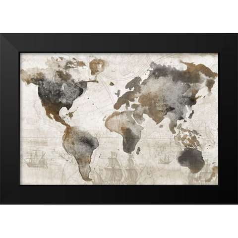 Antique Map Black Modern Wood Framed Art Print by Knutsen, Conrad