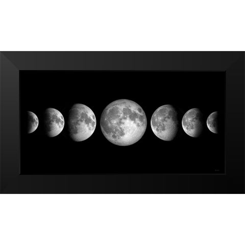 Lunar Phases Black Modern Wood Framed Art Print by Santiago, Daniela
