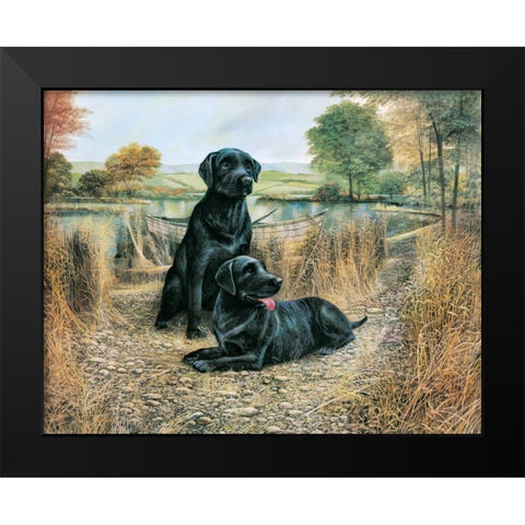 Swimming Lessons Black Modern Wood Framed Art Print by Manning, Ruane