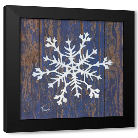 Stencil Snowflake Black Modern Wood Framed Art Print with Double Matting by Tava, Janet