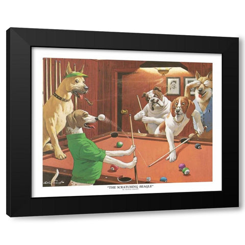 The Scratching Beagle Black Modern Wood Framed Art Print by Sarnoff, Arthur