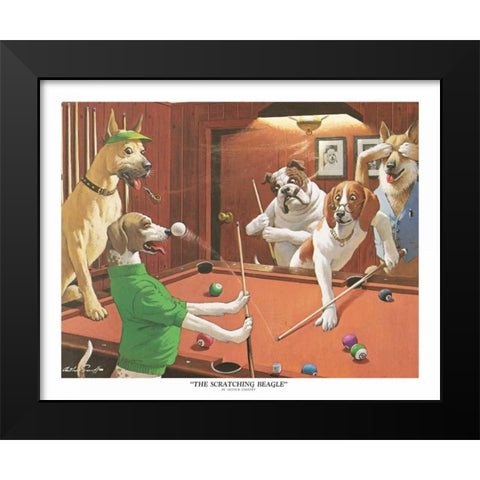 The Scratching Beagle Black Modern Wood Framed Art Print by Sarnoff, Arthur