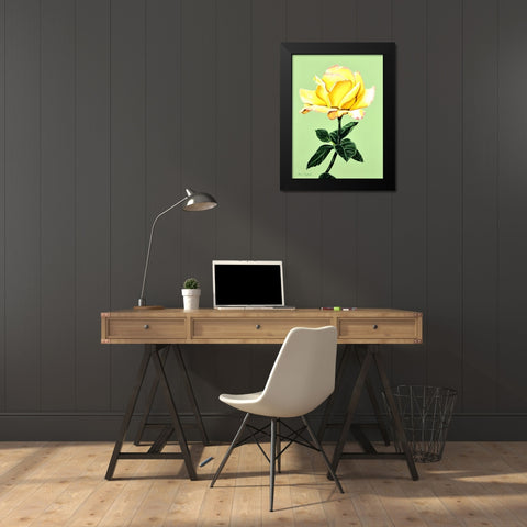 Yellow Rose Black Modern Wood Framed Art Print by Segrest, Jane