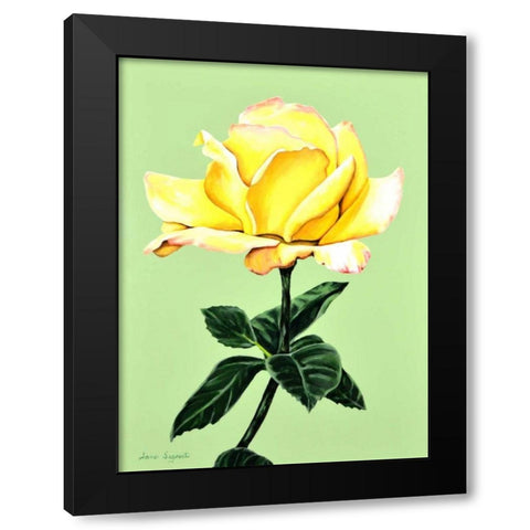 Yellow Rose Black Modern Wood Framed Art Print with Double Matting by Segrest, Jane
