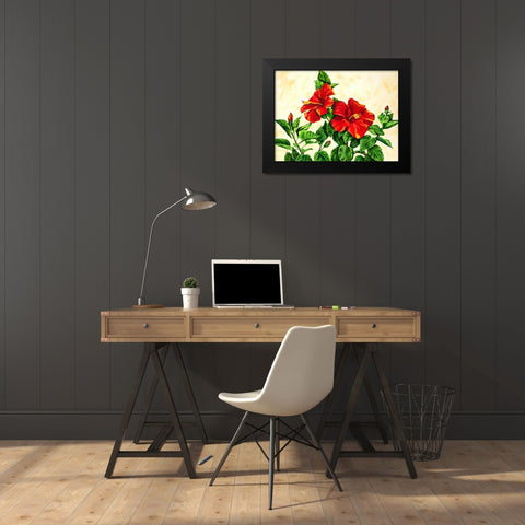 Red Hibiscus Black Modern Wood Framed Art Print by Segrest, Jane