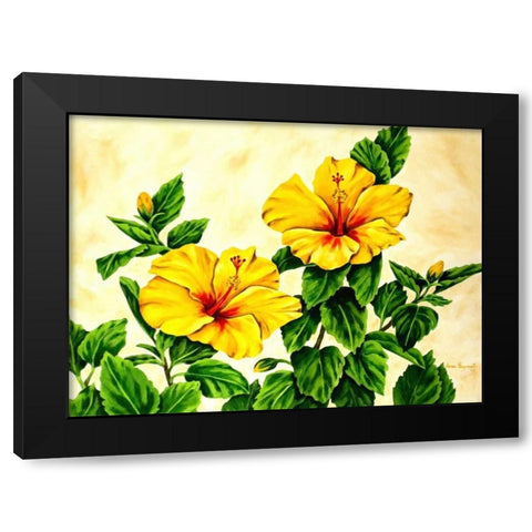 Yellow Hibiscus Black Modern Wood Framed Art Print by Segrest, Jane