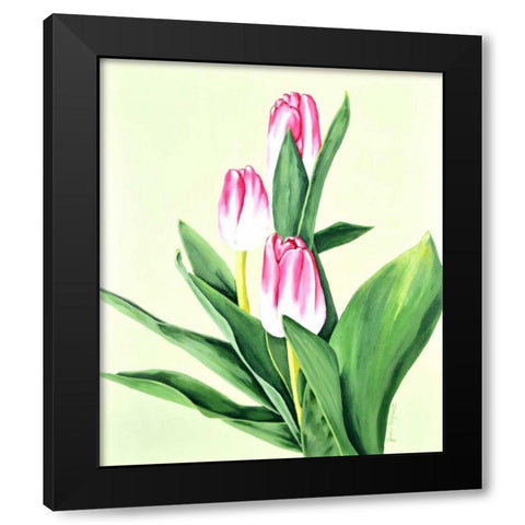 Three Tulips Black Modern Wood Framed Art Print by Segrest, Jane