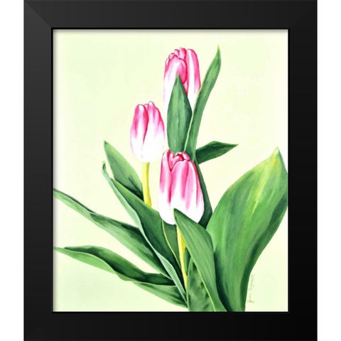 Three Tulips Black Modern Wood Framed Art Print by Segrest, Jane