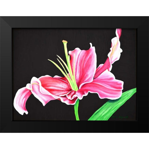 Pink Lily Black Modern Wood Framed Art Print by Segrest, Jane
