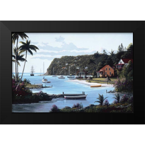 Island Paradise Black Modern Wood Framed Art Print by Saunders, Bill