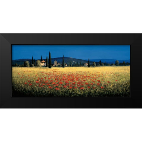 Tuscan Panorama - Poppies Black Modern Wood Framed Art Print by Short, David