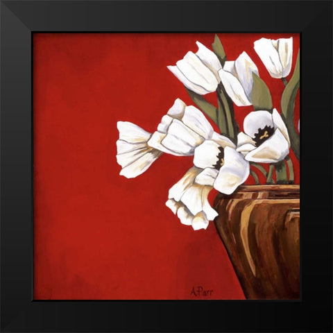 Tulips on Red Black Modern Wood Framed Art Print by Parr, Ann