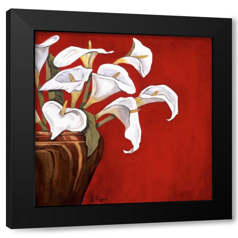 Callas on Red Black Modern Wood Framed Art Print with Double Matting by Parr, Ann