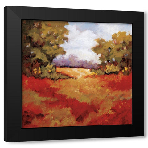 Scarlet Fields II Black Modern Wood Framed Art Print by Baynes, Maija