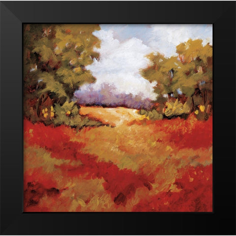 Scarlet Fields II Black Modern Wood Framed Art Print by Baynes, Maija