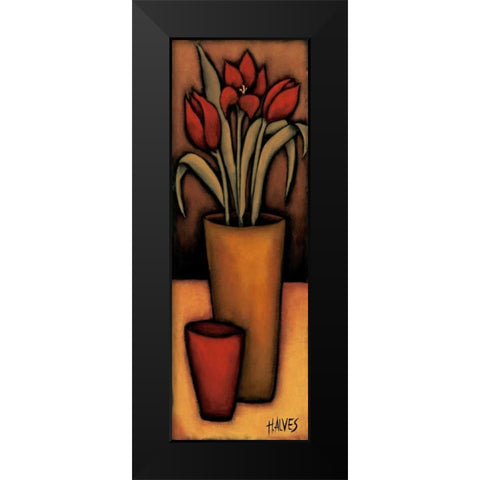 Tulipas Vermelhas Black Modern Wood Framed Art Print by Alves, Helena