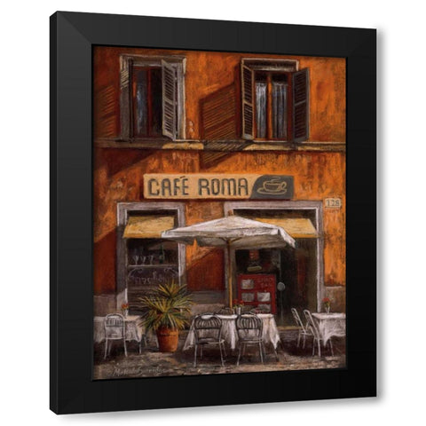 Cafe Roma Black Modern Wood Framed Art Print with Double Matting by Surridge, Malcolm